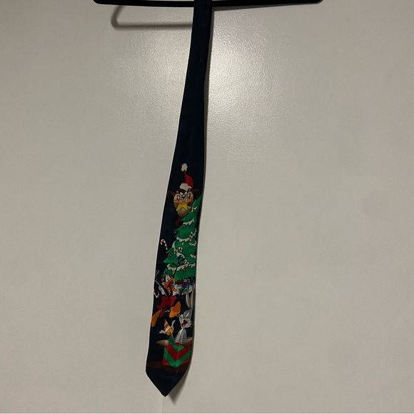 LOONEY TUNES Christmas Warner Tie Silk Bugs Daffy - Picture 1 of 6